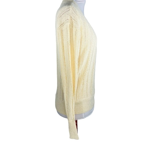 ASTR wrap front sweater pointelle v-neck long sleeve cream size m style at15838c - Picture 4 of 12